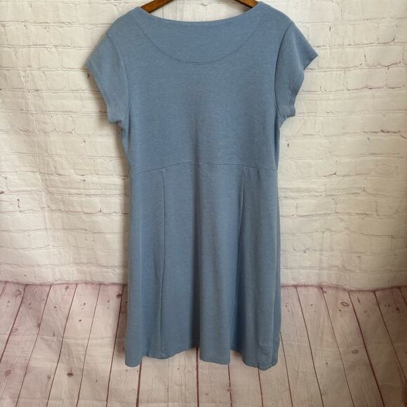 Horny Toad cap sleeve fit and flare dress coin pocket in hem light blue Large - Picture 5 of 7
